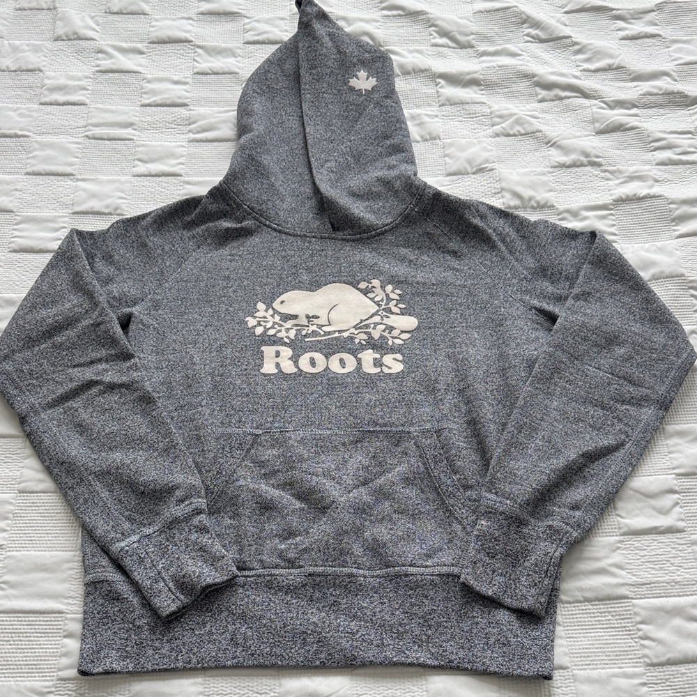 Roots Salt & Pepper Hoodie with Beaver Emblem